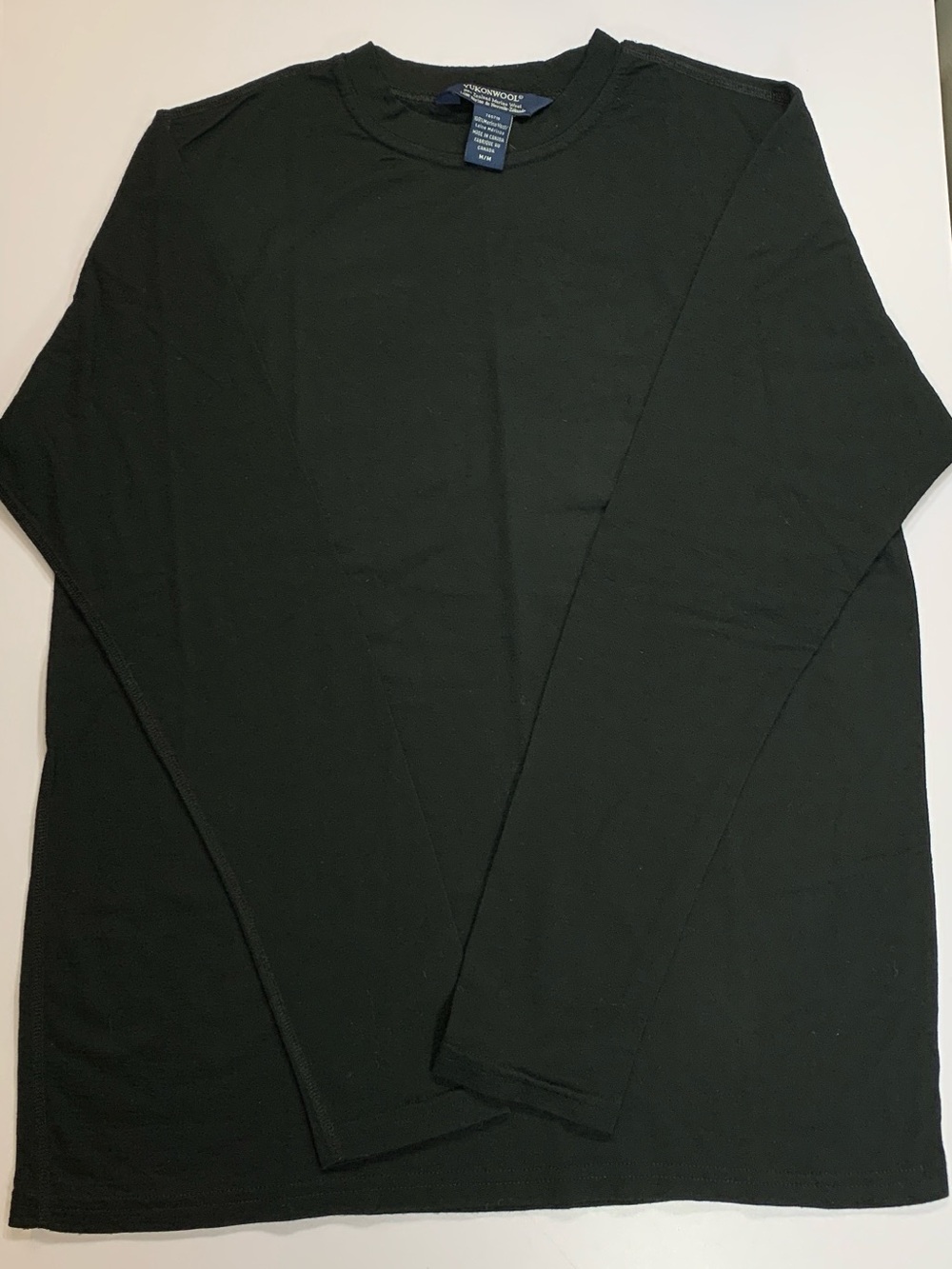 Yukonwool Merino Wool Base Layer Medium Black Long Sleeve Crew Made In Canada